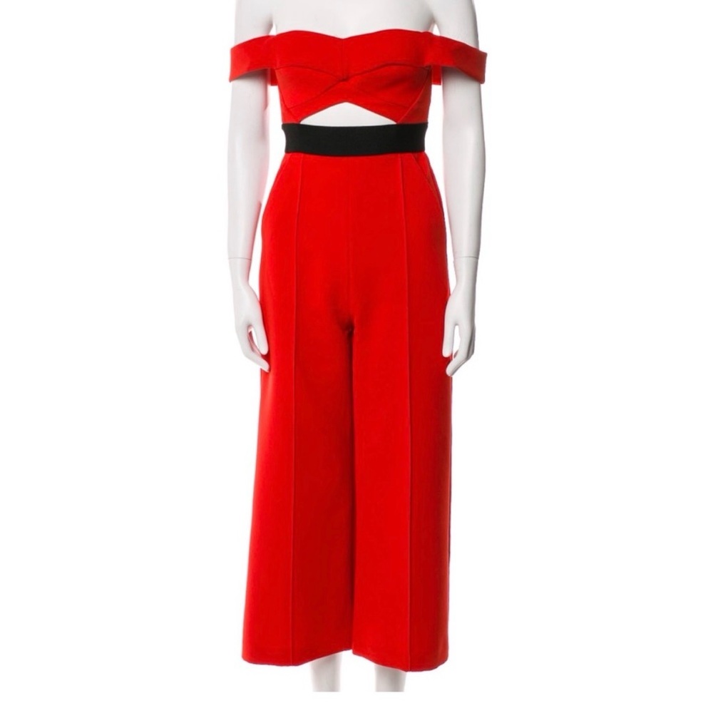 Self-Portrait Red Off-Shoulder Jumpsuit - Picture 4 of 4